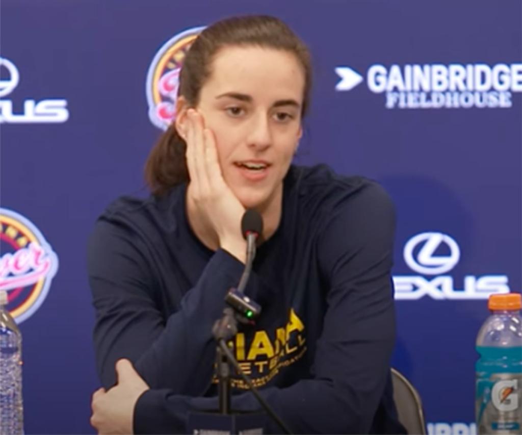 Caitlin Clark talks about how she deals with mental health in a press conference before Indiana's 91-83 win over Angel Reese and the Sky on June 16, 2024. 